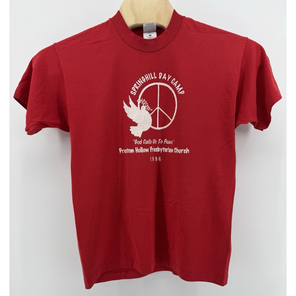 Vintage 90s Fruit of the Loom Springhill Day Camp T-Shirt Size L Single Stitch